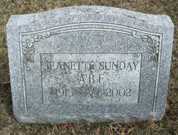 Jeanette “Jane” <I>Sunday</I> Abe 