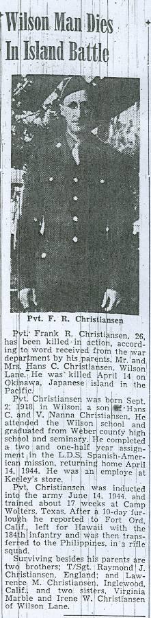 Pvt Frank R Christiansen 