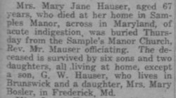 Mrs Mary Jane Hauser 