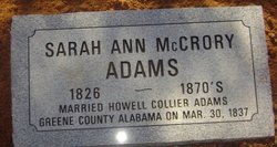 Sarah Ann <I>McCrory</I> Adams 