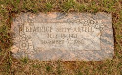 Beatrice “Betty” <I>Wagner</I> Axtell 