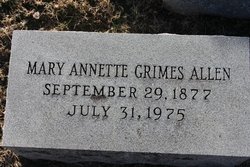 Mary Annette “Nettie” <I>Grimes</I> Allen 