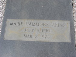 Marie Virginia <I>Hammock</I> Akins 