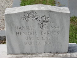 Hannah Malissa <I>Hendrix</I> Barnes 