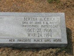 Bertha A <I>Mittendorf</I> Chick 