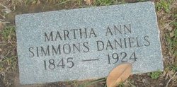 Martha Ann “Mattie” <I>Simmons</I> Daniels 