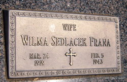 Wilma A <I>Sedlacek</I> Frana 
