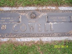 Alice <I>Hargett</I> Cowell 