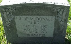 Lillie Mae <I>McDonald</I> Burge 