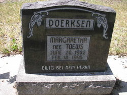 Margaretha <I>Toews</I> Doerksen 