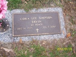 Cora Lee <I>Simpson</I> Ervin 