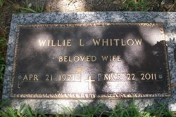 Willie Lee <I>Boyce</I> Whitlow 