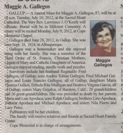 Maggie <I>Apodaca</I> Gallegos 