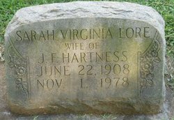 Sarah Virginia <I>Lore</I> Hartness 