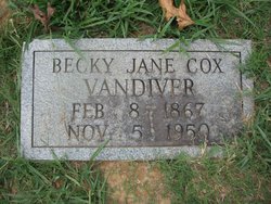 Beckie Jane <I>Cox</I> Vandiver 