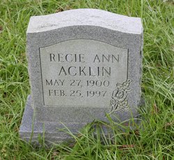 Recie Ann <I>Adams</I> Acklin 
