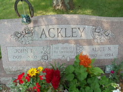 Alice N <I>Daniels</I> Ackley 