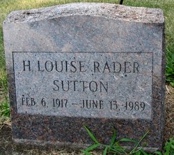 Hattie Louise <I>Rader</I> Sutton 