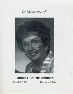 Virginia Louise “Ginny” <I>Shearer</I> Gehring 