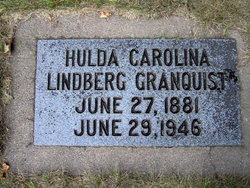 Hulda Carolina <I>Lindberg</I> Granquist 