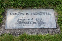 Geneva Mae “Jennie” <I>Broom</I> Broadwell 