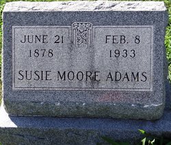 Jennie Susan “Susie” <I>Moore</I> Adams 