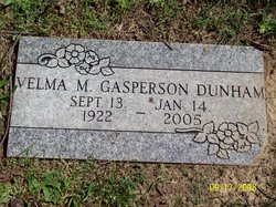 Velma M <I>Gasperson</I> Dunham 