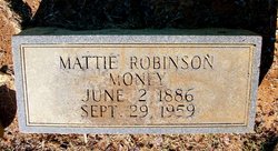 Martha Elizabeth “Mattie” <I>Robinson</I> Money 