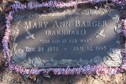 Mary Ann <I>Barnhart</I> Barger 