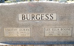 Lee Ella <I>Boone</I> Burgess 