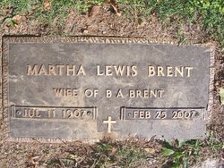 Martha <I>Lewis</I> Brent 