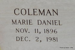 Marie <I>Daniel</I> Coleman 