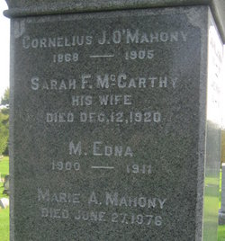 Sarah F. <I>McCarthy</I> O'Mahony 