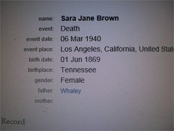 Sarah Jane <I>Whaley</I> Brown 
