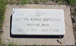 Lotta Anne <I>Mathews</I> Dutcher 