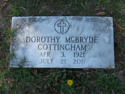 Dorothy Geneva “Dot” <I>McBryde</I> Cottingham 