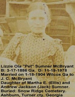 Lizzie Ola “Pet” <I>Sumner</I> McBryant 