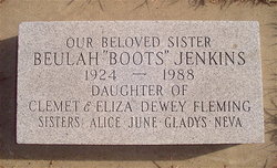 Beulah Francis “Boots” <I>Fleming</I> Jenkins 