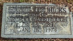 Hattie Lee <I>Hicks</I> Yarborough 