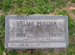 Mary Velma <I>Anthony</I> Pender 