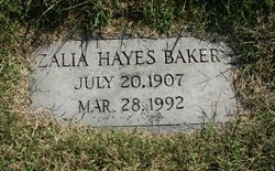 Zalia <I>Hayes</I> Baker 