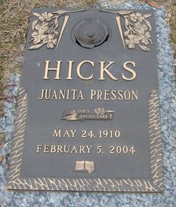 Alice Juanita <I>Presson</I> Hicks 