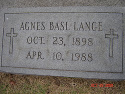 Agnes J <I>Basl</I> Lange 