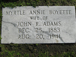 Myrtle Annie <I>Boyette</I> Adams 