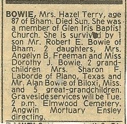 Hazel Terry <I>Bynum</I> Bowie 