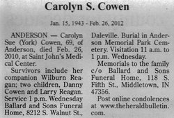 Carolyn Sue <I>York</I> Cowen 