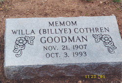 Willa Augusta “Billye” <I>Cothren</I> Goodman 