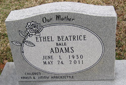 Ethel Beatrice “Bea” <I>Bale</I> Adams 