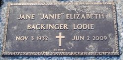 Jane Elizabeth <I>Backinger</I> Lodie 