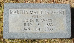 Martha Matilda “Pattie” <I>Johnston</I> Avent 
